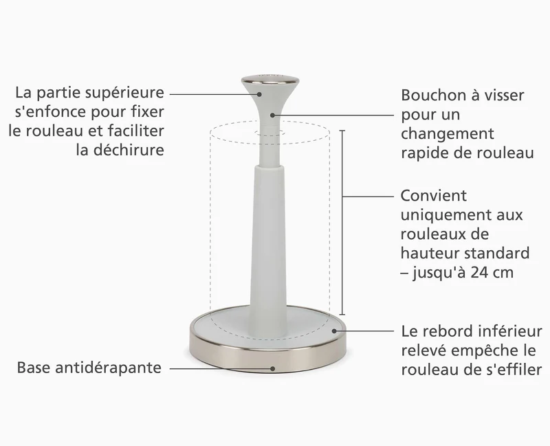 Porte Essuie-tout de Cuisine Couleur Pierre Push&Tear™