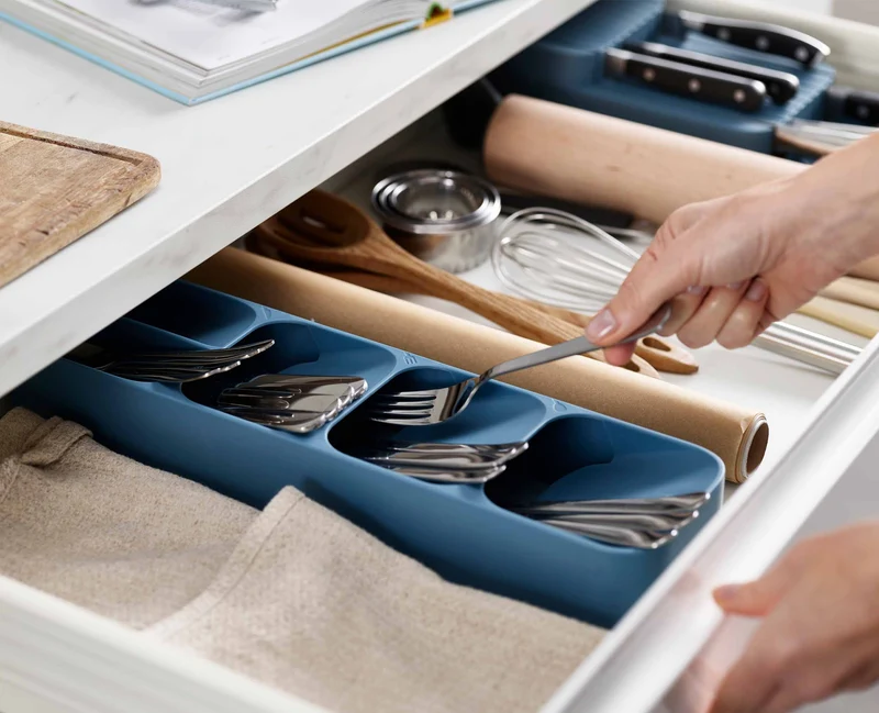 Organiseur de couverts compact Bleu DrawerStore™ - Éditions