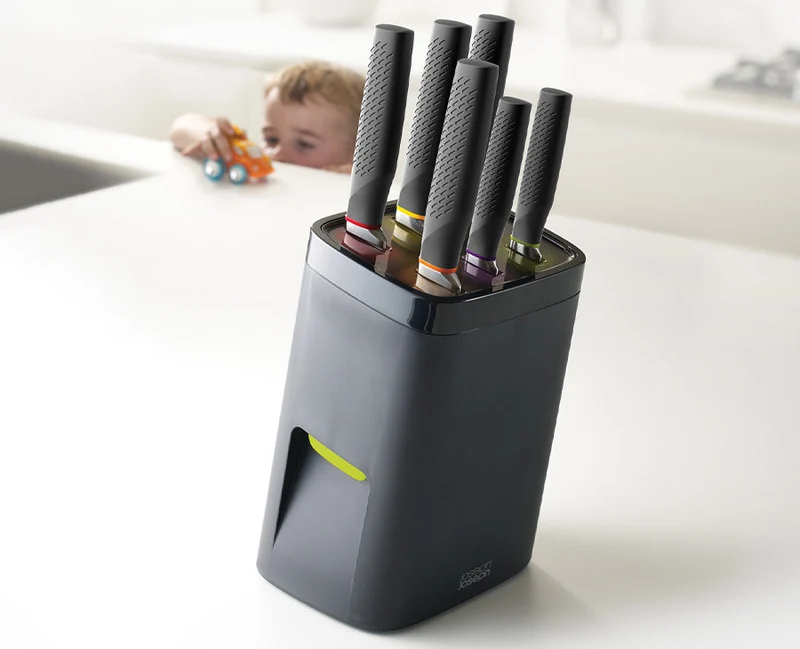 Bloc Couteaux de 6 Pièces avec Système de Verrou LockBlock™ en Noir