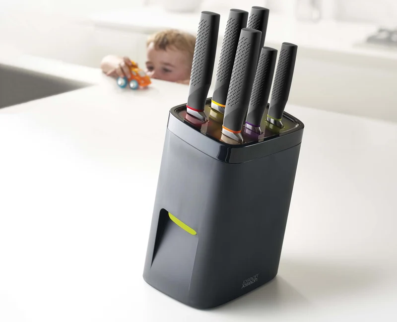 Bloc Couteaux de 6 Pièces avec Système de Verrou LockBlock™ en Noir