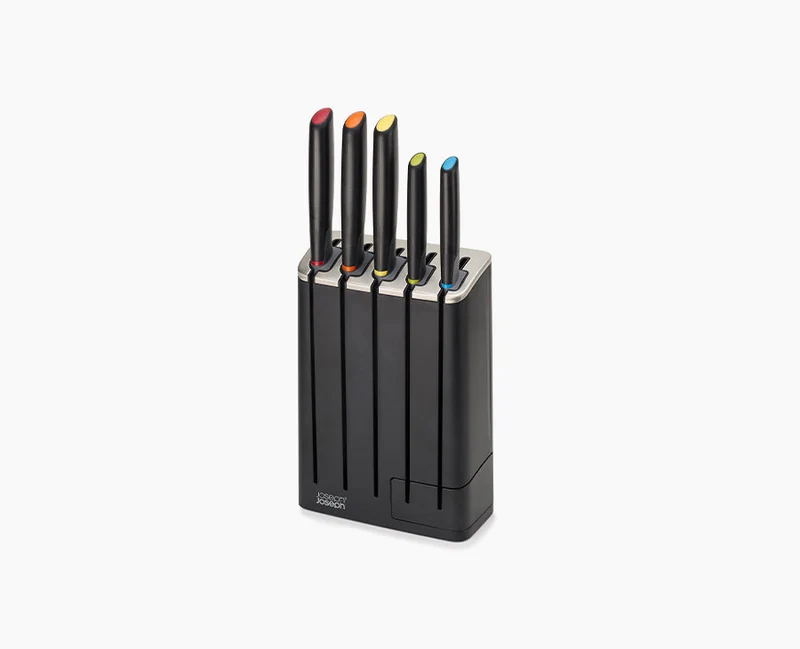 Bloc SlimBlock Noir avec 5 Couteaux de Cuisine Elevate™ et Aiguiseur