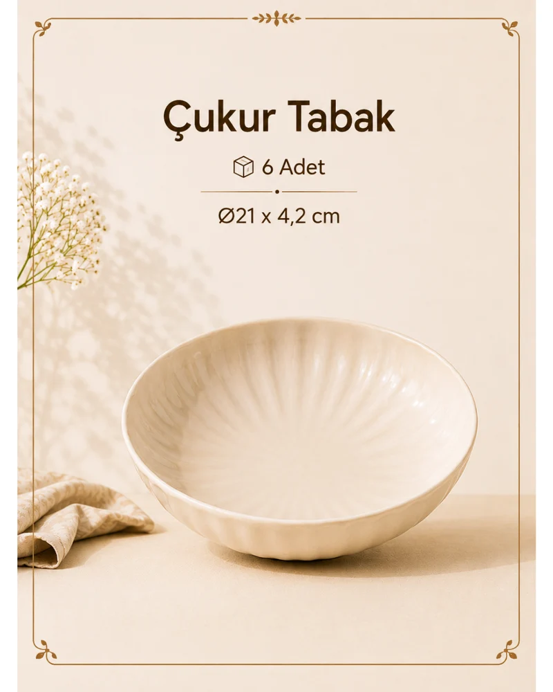 Bricard Remy 27 Parça Porselen Yemek Takımı | Beyaz - Taupe | 6 Kişilik
