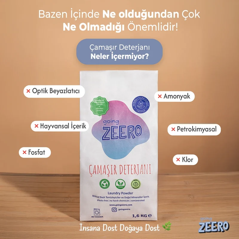 Zeero Doğal Konsantre Çamaşır Deterjanı - Bitkisel & Mineral Kaynaklı - 40 Yıkama