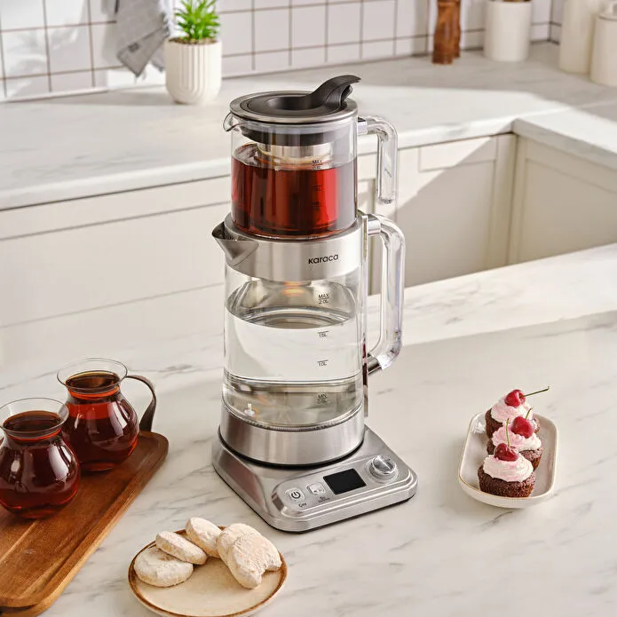 Karaca Refika'dan XL Glas – Elektrische Çaydanlık – 2800 ml – Chrome – 2200W