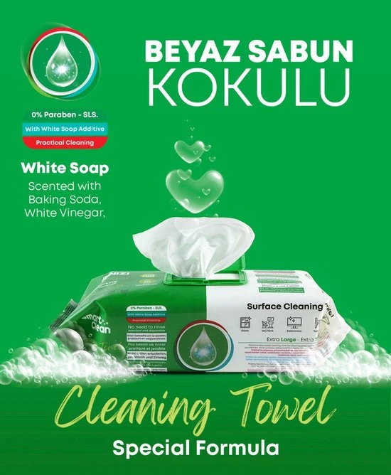 Cleanizi Beyaz Sabun Kokulu Islak Mendil – 6'lı Set