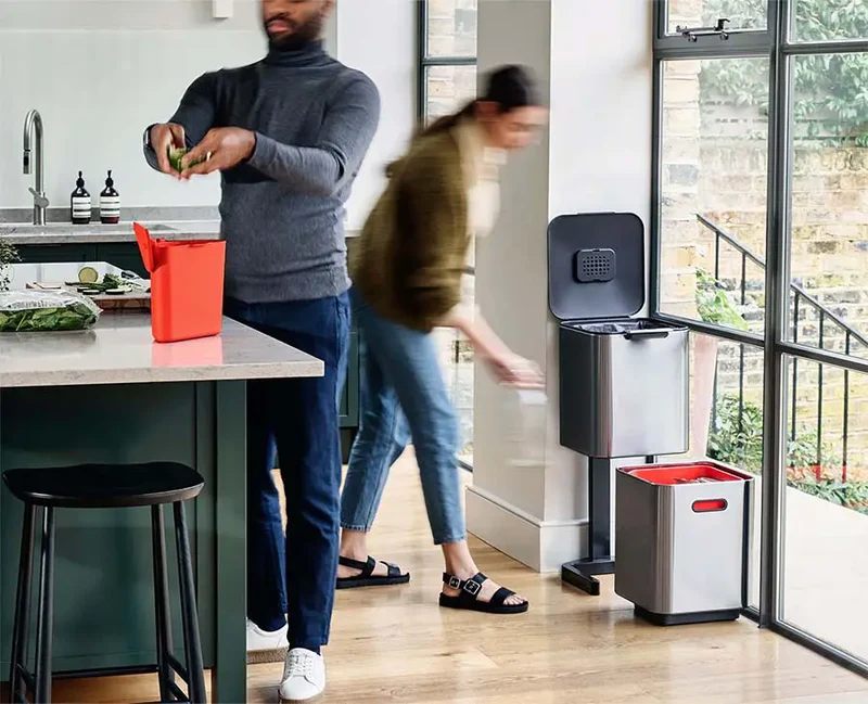 Poubelle de Tri Sélectif Inox 40 Litres Totem