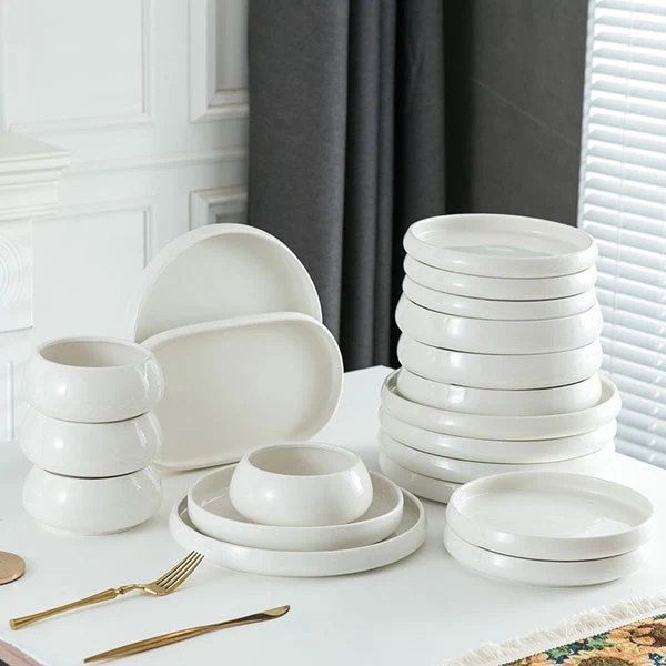 White Moon Yemek Takımı 27 Parça. | Tafelservice Bone için 6 Kişilik