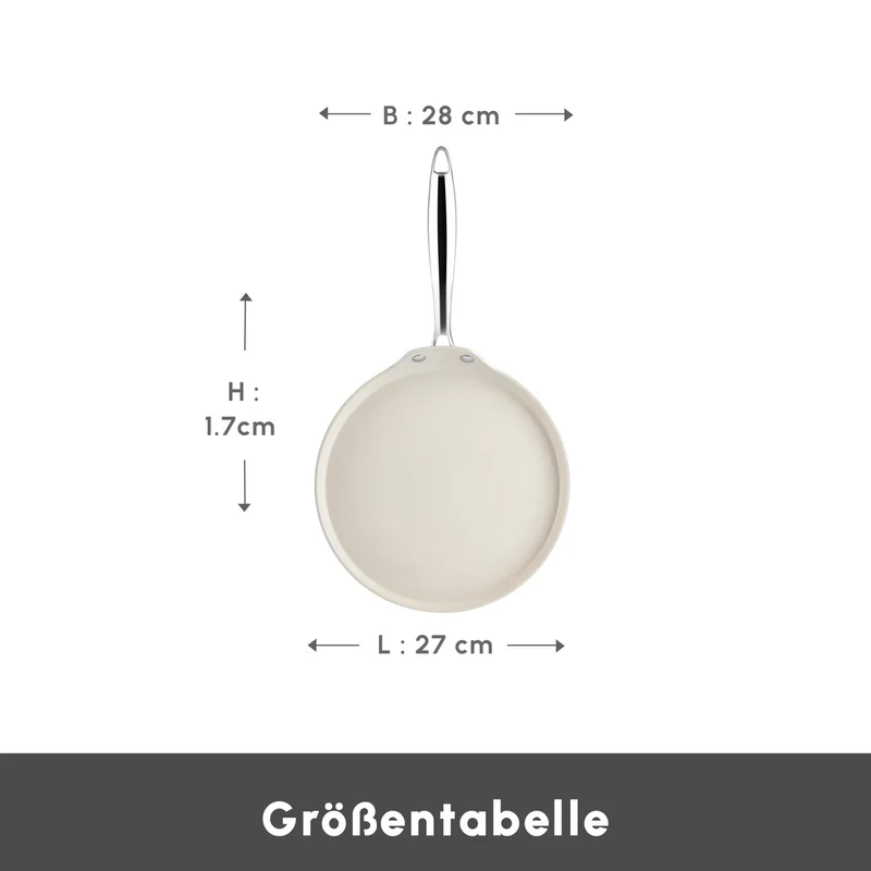 Karaca Swiss Crystal Almond Cream Paslanmaz Çelik Saplı Krep Tavası 28 cm