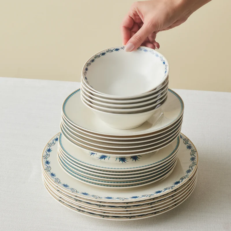 Karaca Forever Bone China İznik 6 Kişilik 24 Parça Yemek Takımı, Renkli