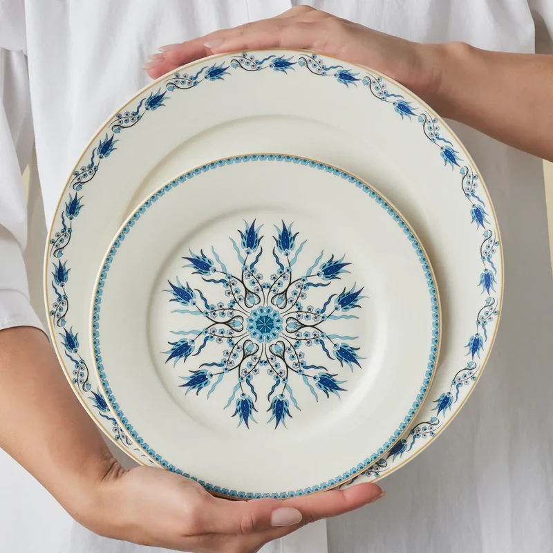 Karaca Forever Bone China İznik 6 Kişilik 24 Parça Yemek Takımı, Renkli