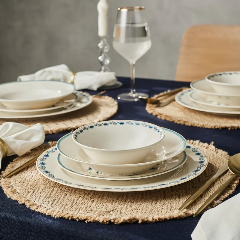 Karaca Forever Bone China İznik 6 Kişilik 24 Parça Yemek Takımı, Renkli