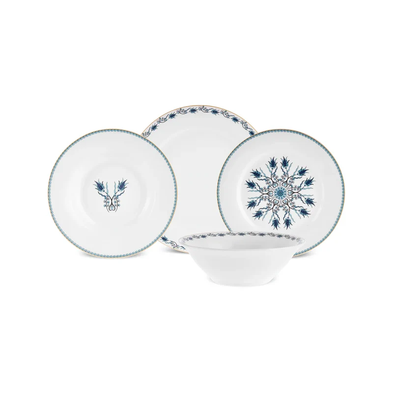 Karaca Forever Bone China İznik 6 Kişilik 24 Parça Yemek Takımı, Renkli