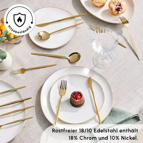 Karaca Bella V2 6 Kişilik 24 Parça Çatal Kaşık Bıçak Seti – Matte Gold