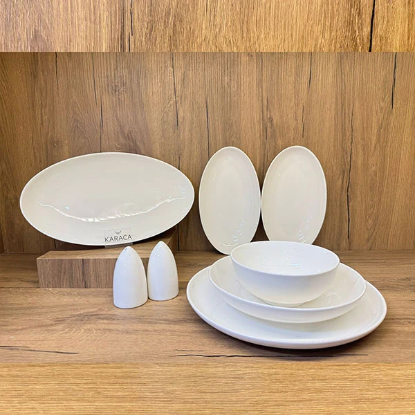 Karaca Allure için 12 Kişilik Servies, 41 Parça, New Generation Bone, Beyaz