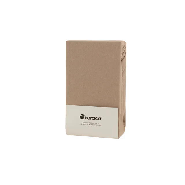 Karaca Home Jersey Hoeslaken, 140x200+30 cm, Bej