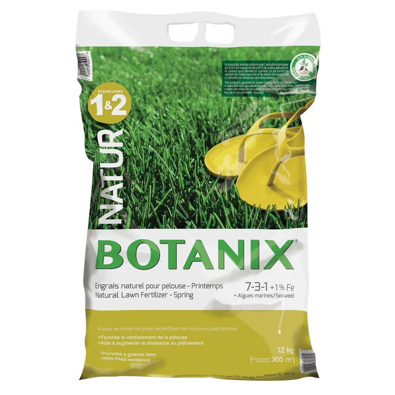 Engrais à pelouse Botanix NATUR - Étapes 1 et 2 : Verdoiement et Santé (7-3-1)