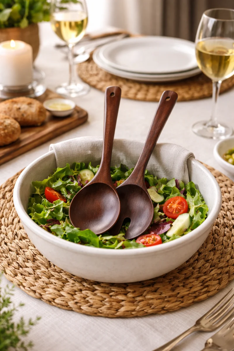 Bavary Akasya Ahşap Salata Servis Seti
