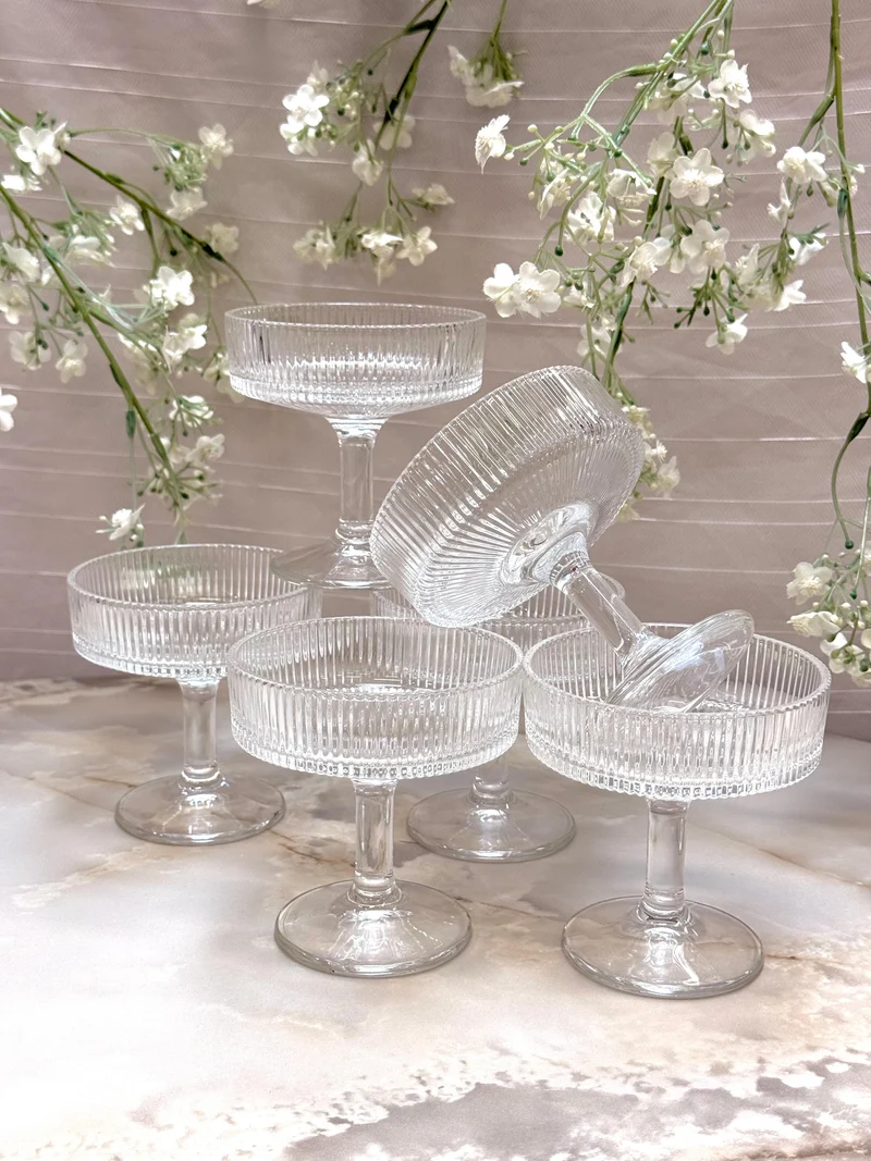 Bavary lines Glass Ice Cream Cups - Atıştırmalık Kasesi - 10.5cm hoog - 6 adet