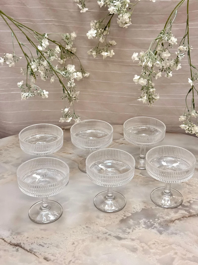 Bavary lines Glass Ice Cream Cups - Atıştırmalık Kasesi - 10.5cm hoog - 6 adet