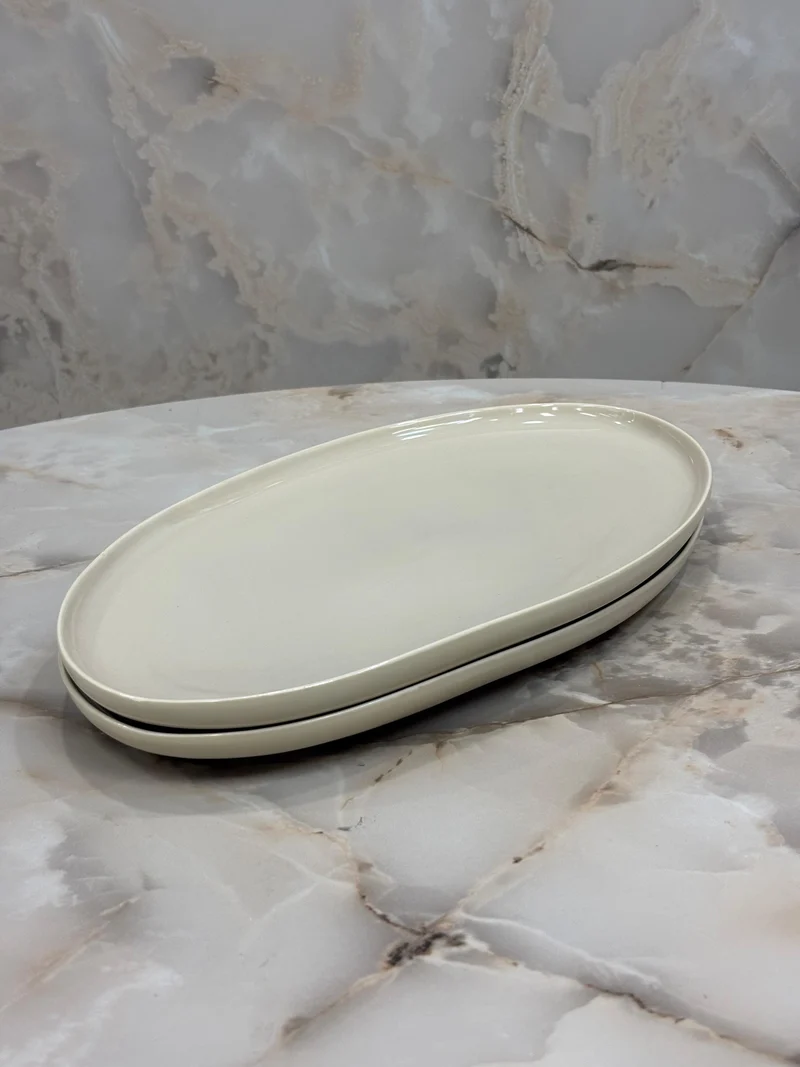 Bavary Oval Servis Tabağı – 2’li | Beige Capital