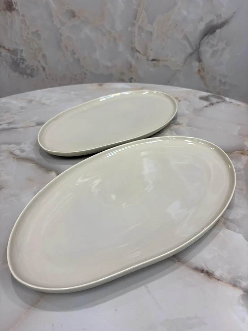 Bavary Oval Servis Tabağı – 2’li | Beige Capital