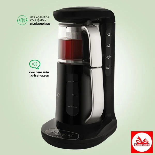 Karaca Çaysever Robotea Pro 4 in 1 Çay Makinesi | 2500W | Black Chrome