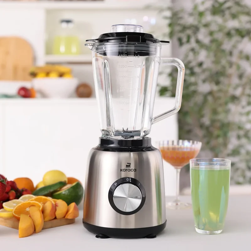 Karaca Inox 1,5 L Cam Sürahili Inox Smoothie Blender