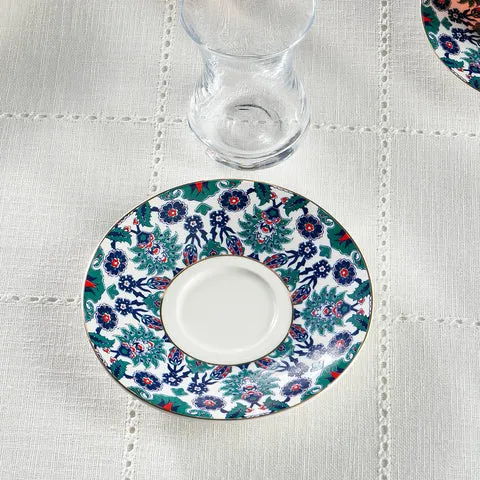 Karaca Edirne 6 Kişilik 12 Parça Bone China Türk Çay Takımı, 130 ml, Çok Renkli