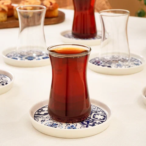 Karaca Portela 6 Kişilik 12 Parça Bone China Türk Çay Takımı, 170 ml, Çok Renkli