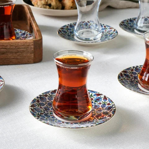 Karaca Emirgan 6 Kişilik 12 Parça Bone China Çay Takımı, 130 ml, Çok Renkli