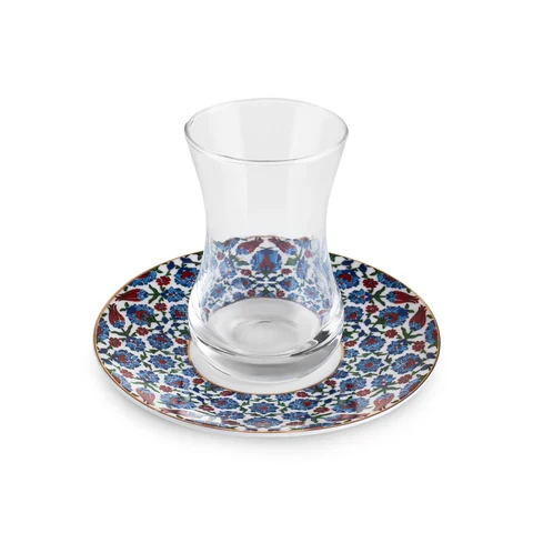 Karaca Emirgan 6 Kişilik 12 Parça Bone China Çay Takımı, 130 ml, Çok Renkli