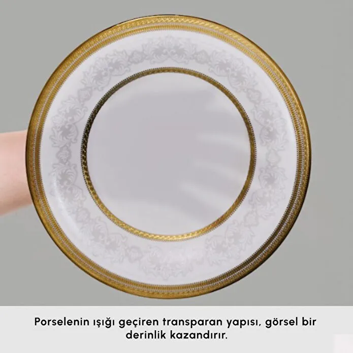 Karaca Royal Bone Charlotte 55 Parça 12 Kişilik Yemek Takımı Gold