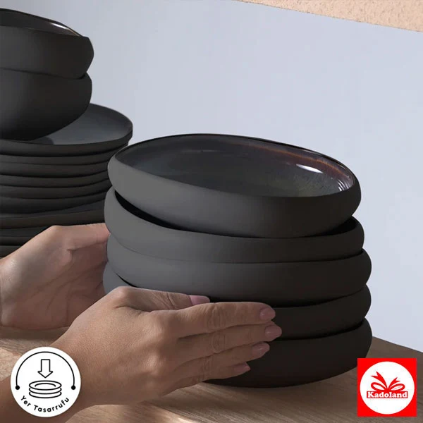 Karaca Streamline Galactic Stoneware Black /12 persoons Yemek Takımı 55 stk/ 12 Kişilik Yemek Takımı 55 Parça