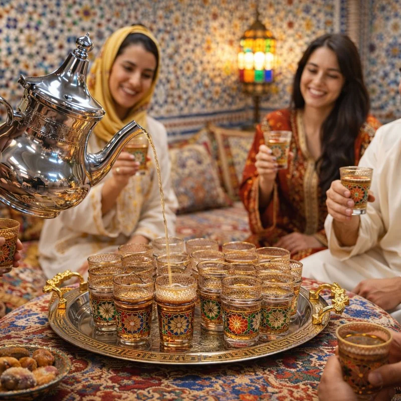 Fas Geleneksel Çay Bardağı — 12'li Set