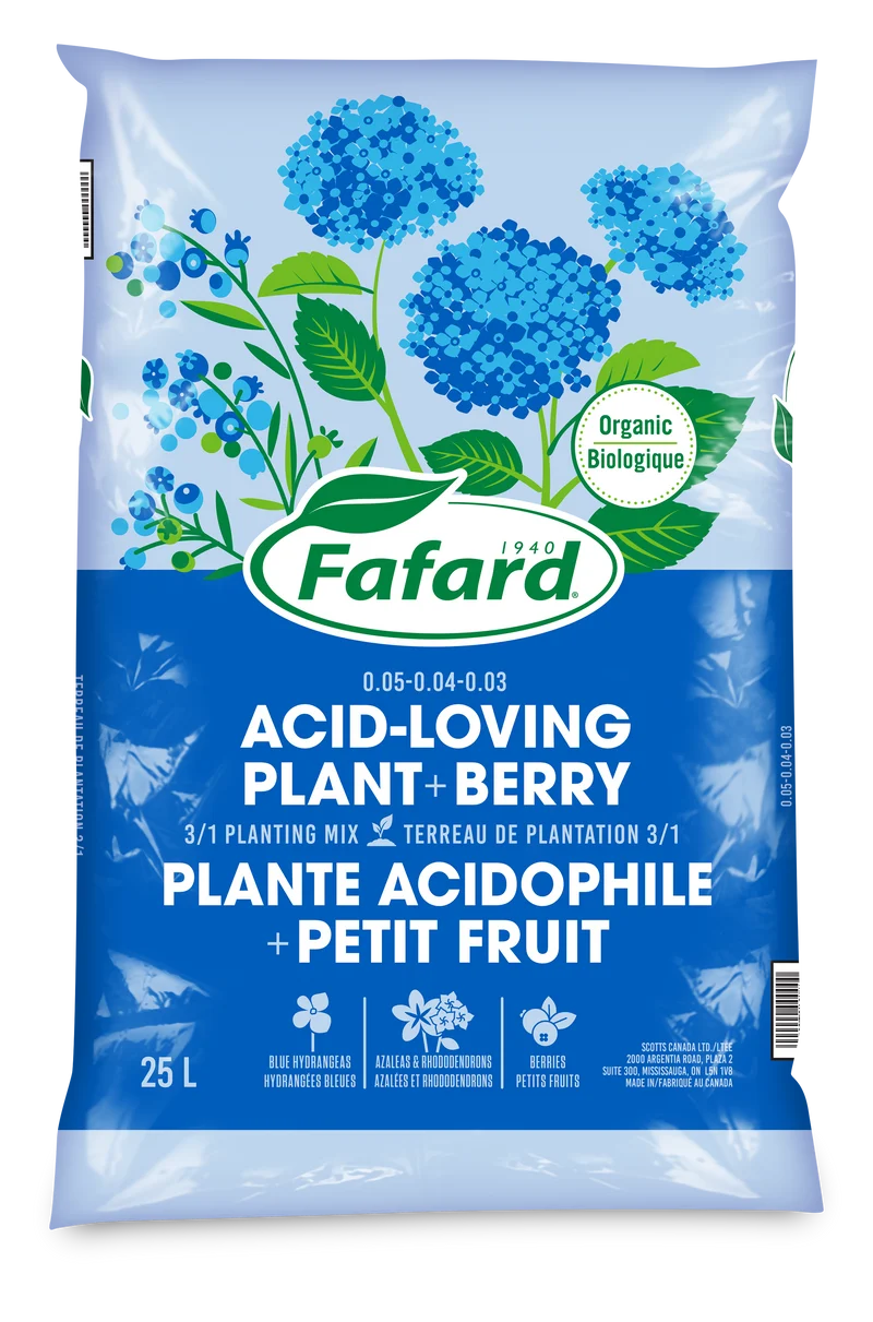 Terreau de plantation biologique 3 dans 1 pour Petits Fruits et Plantes acidophiles