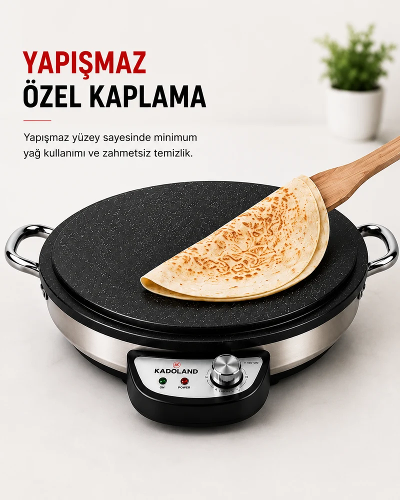 Kadoland Elektrikli Yufka ve Katmer Sacı | Ø50cm 2300W