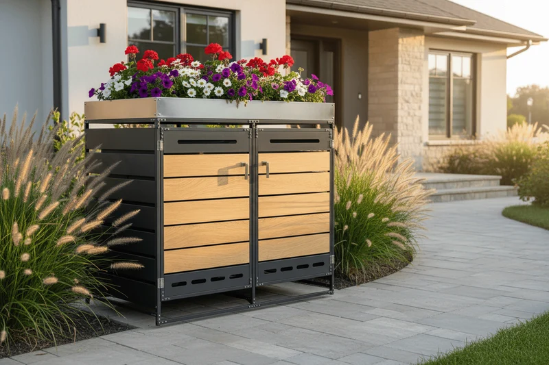 Abri Poubelle Natura Horizon Duo 2 Bacs avec Jardinière