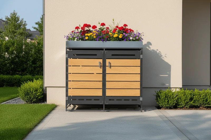Abri Poubelle Natura Horizon Duo 2 Bacs avec Jardinière