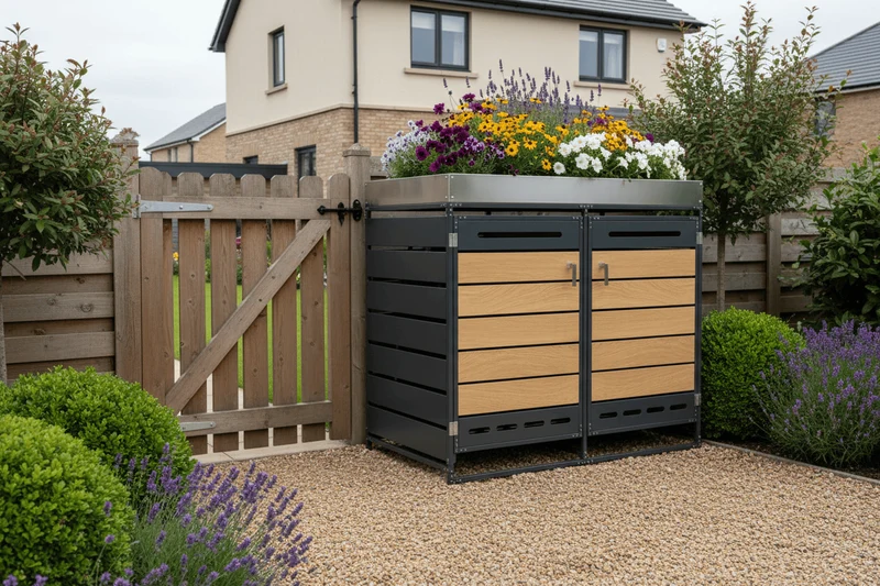Abri Poubelle Natura Horizon Duo 2 Bacs avec Jardinière