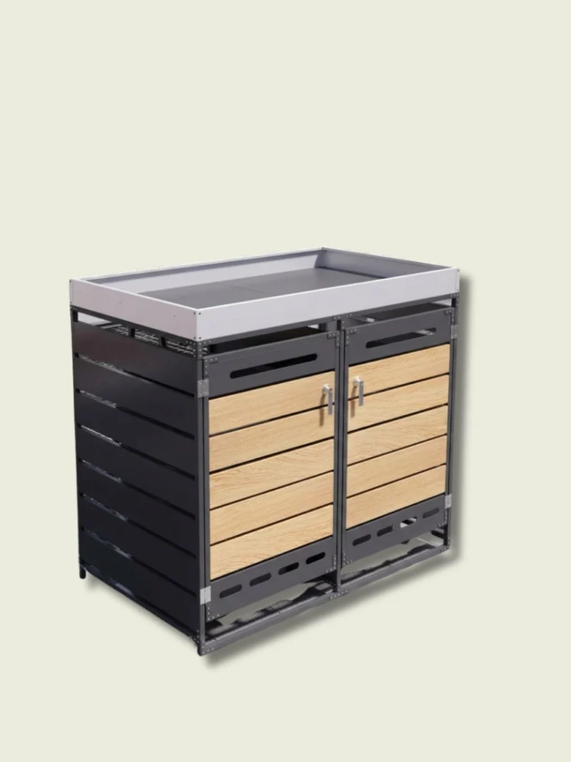 Abri Poubelle Natura Horizon Duo 2 Bacs avec Jardinière