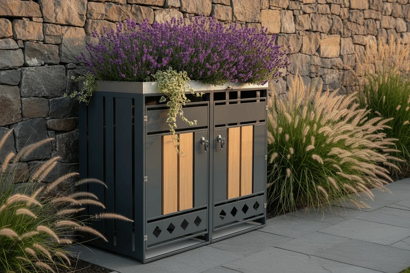 Abri Poubelle Natura Duo 2 Bacs 240L avec Jardinière