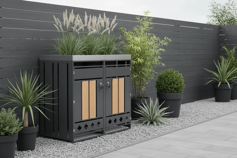 Abri Poubelle Natura Duo 2 Bacs 240L avec Jardinière