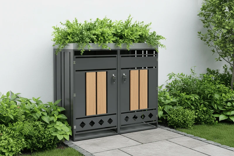 Abri Poubelle Natura Duo 2 Bacs 240L avec Jardinière