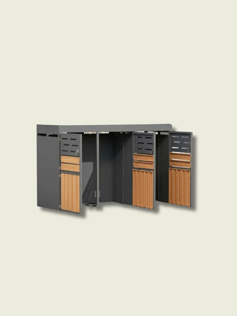 Abri Poubelle Natura Trio 3 Bacs 240L avec Jardinière