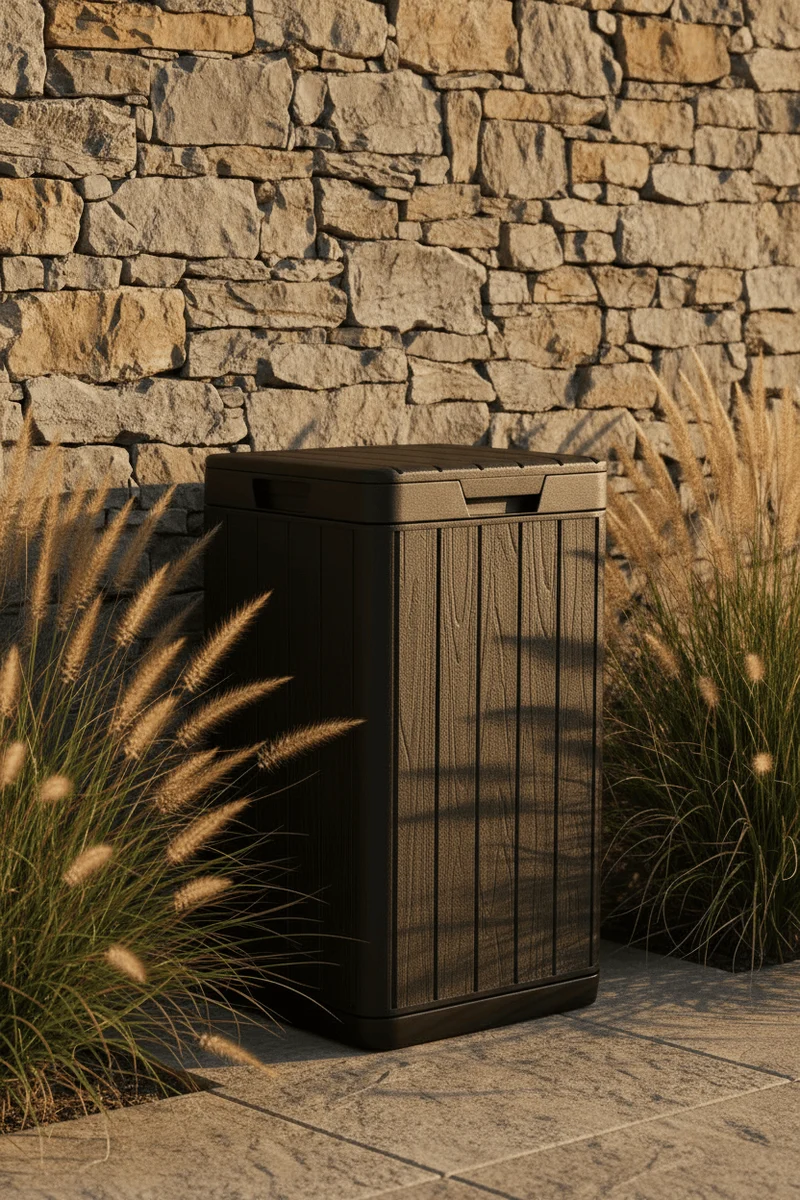 Poubelle Extérieure Garden 80L Imitation Bois