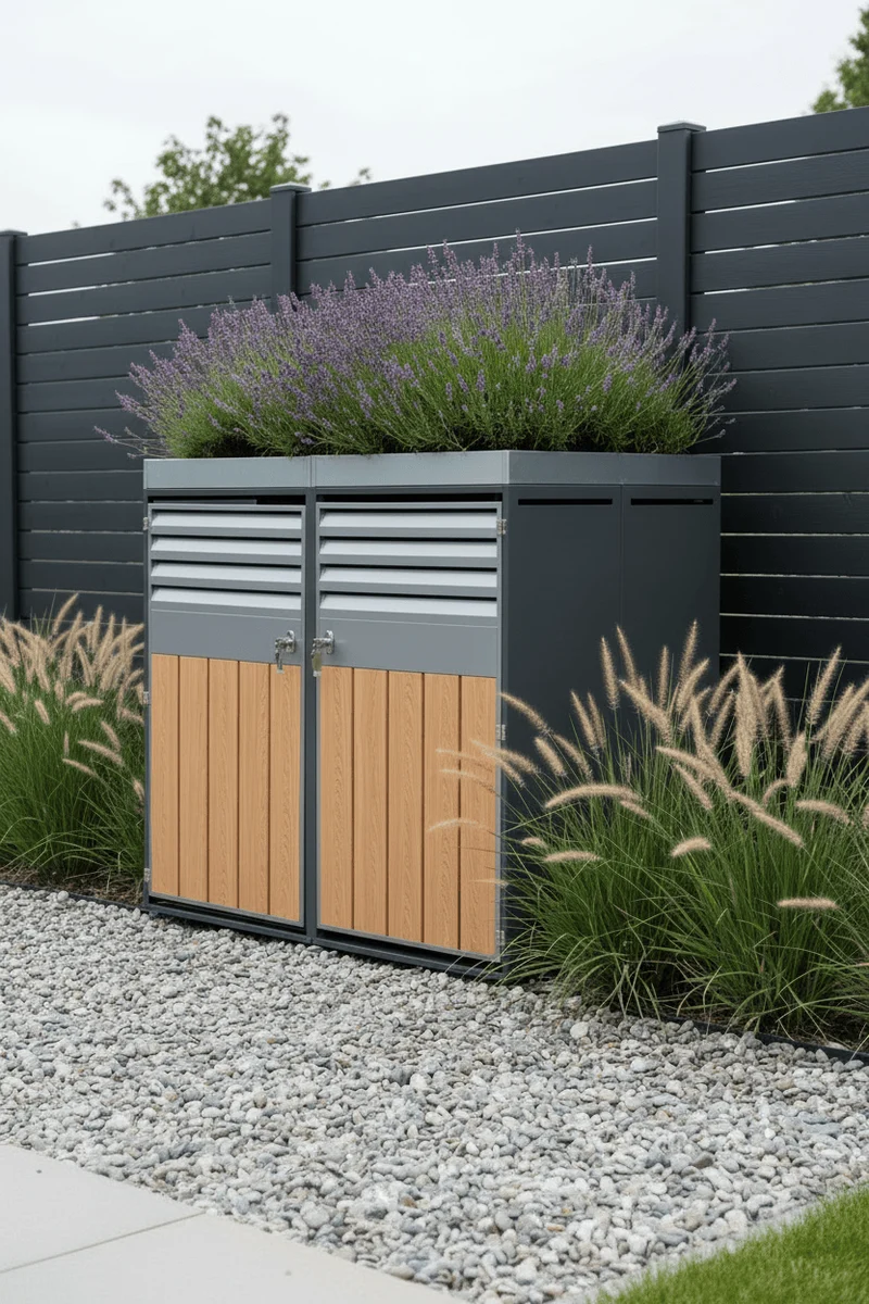 Abri Poubelle Duo Élégance Double Compartiment avec Jardinière