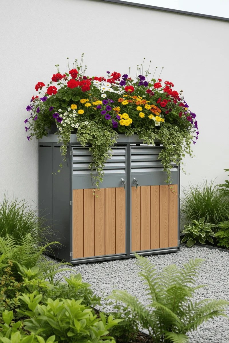 Abri Poubelle Duo Élégance Double Compartiment avec Jardinière