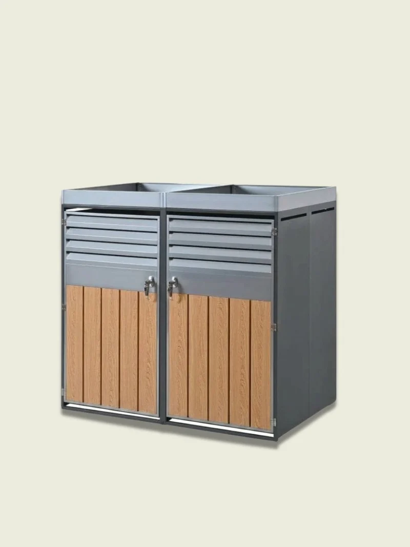 Abri Poubelle Duo Élégance Double Compartiment avec Jardinière