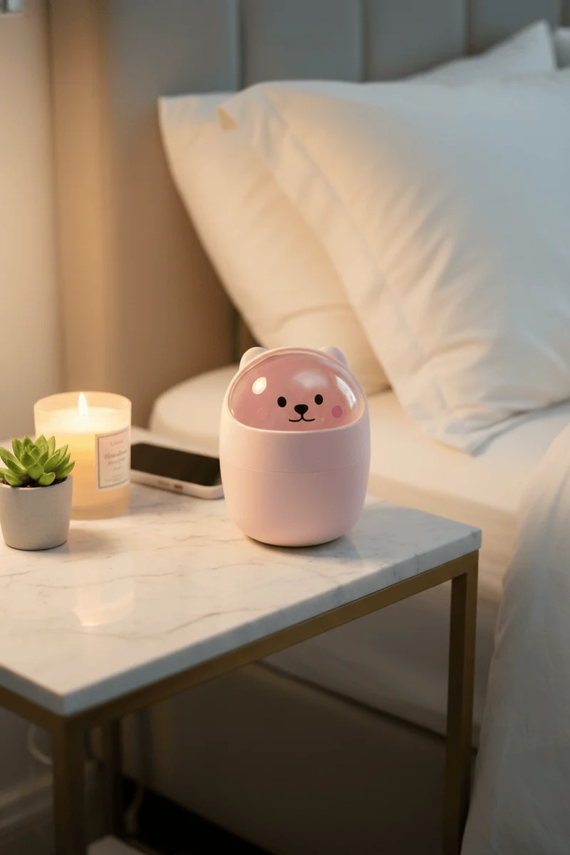 Mini Poubelle Ours 0,98L avec Couvercle Coulissant