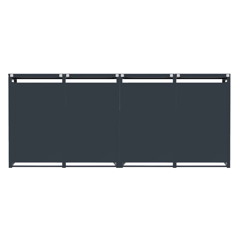 Abri Métallique pour 4 Poubelles à Roulettes - Anthracite et Bois Gris